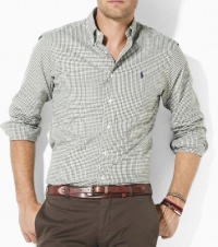 Polo Ralph Lauren Shirt, Custom-Fit long sleeve Gingham Shirt, Moss-White Polo Ralph Lauren Shirt, Custom-Fit long sleeve Gingham Shirt, Moss-White