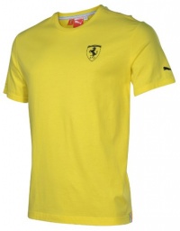 Puma Men's FERRARI Official Licensed Logo Short Sleeve Shirt-Yellow Puma Men's FERRARI Official Licensed Logo Short Sleeve Shirt-Yellow