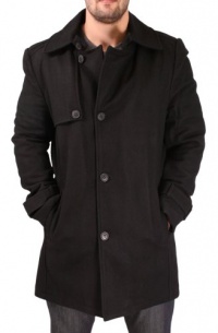 Kenneth Cole New York Melton Men's Car Coat Peacoat Wool