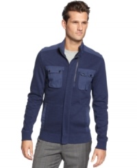 Feeling blue? Lift your style spirits with this full-zip jacket from Calvin Klein. Feeling blue? Lift your style spirits with this full-zip jacket from Calvin Klein.