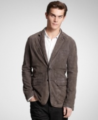 You'll enhance your suave look with the smooth suede feel of this blazer from Kenneth Cole New York.