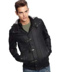 How can you stay warm AND cool at the same time? Try adding this jacket from Guess to your cold-weather wardrobe. How can you stay warm AND cool at the same time? Try adding this jacket from Guess to your cold-weather wardrobe.