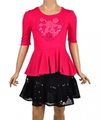 Beautees Blossom Heart 2-Piece Outfit (Sizes 7 - 16) - fuchsia, 12 - 14 Beautees Blossom Heart 2-Piece Outfit (Sizes 7 - 16) - fuchsia, 12 - 14