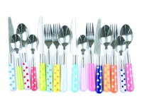 Present time Assorted Colors Polka Dots Cutlery Set, 16-Piece Present time Assorted Colors Polka Dots Cutlery Set, 16-Piece