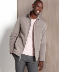 Getting caught in the rain will be no big deal when you're sporting this waterproof jacket from Perry Ellis. Getting caught in the rain will be no big deal when you're sporting this waterproof jacket from Perry Ellis.