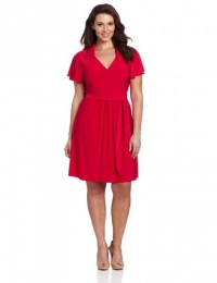 Star Vixen Women's Plus-Size Flutter Sleeve Faux Wrap Dress Star Vixen Women's Plus-Size Flutter Sleeve Faux Wrap Dress