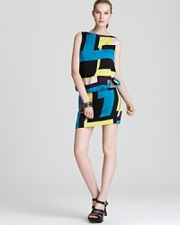 Vibrant, geometric style is front and center on this stretch-silk Milly mini dress, effortlessly chic with a blouson bodice, cinched waist and fitted skirt. Complete the printed piece with strappy sandals and a statement cuff. Vibrant, geometric style is front and center on this stretch-silk Milly mini dress, effortlessly chic with a blouson bodice, cinched waist and fitted skirt. Complete the printed piece with strappy sandals and a statement cuff.