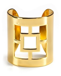 Gleaming in brass, this bold design from Trina Turk creates confidence with your career clothes, weekend wear or any time you need some style. Gleaming in brass, this bold design from Trina Turk creates confidence with your career clothes, weekend wear or any time you need some style.