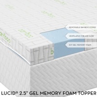 2.5 Lucid® by LinenSpa Gel Infused Ventilated Memory Foam Mattress Topper with Removable Bamboo Cover 3-Year Warranty 2.5 Lucid® by LinenSpa Gel Infused Ventilated Memory Foam Mattress Topper with Removable Bamboo Cover 3-Year Warranty