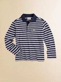 Crafted in plush cotton jersey, this everyday essential features colorful stripes and requisite croc detail.Polo collarLong sleevesButton-frontCottonMachine washImported Please note: Number of buttons may vary depending on size ordered. Crafted in plush cotton jersey, this everyday essential features colorful stripes and requisite croc detail.Polo collarLong sleevesButton-frontCottonMachine washImported Please note: Number of buttons may vary depending on size ordered.