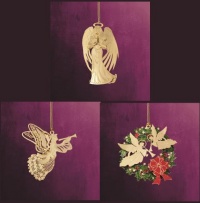 Angel with Halo, Heralding Angel, and Angel Wreath Set of 3 Ornaments Angel with Halo, Heralding Angel, and Angel Wreath Set of 3 Ornaments