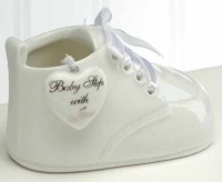 Pack of 4 Porcelain Baby Steps with Jesus White Bootie Shoes 3.5 Pack of 4 Porcelain Baby Steps with Jesus White Bootie Shoes 3.5