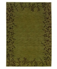 Latticed with dark vinery on a ground of rich earth tones, this elegant transitional rug brings beauty to any room in your home. Cross-woven in resilient nylon for a luxuriously soft feel and long-lasting allure. Latticed with dark vinery on a ground of rich earth tones, this elegant transitional rug brings beauty to any room in your home. Cross-woven in resilient nylon for a luxuriously soft feel and long-lasting allure.