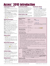 Microsoft Access 2010 Introduction Quick Reference Guide (Cheat Sheet of Instructions, Tips & Shortcuts - Laminated Card)