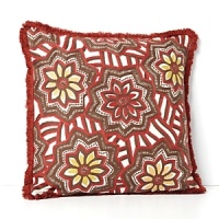 With a cheery Indian-style floral motif, this Sky decorative pillow brings bold colors and texture to your decor.