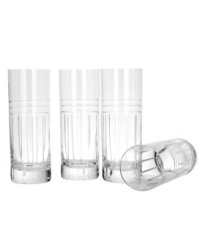 Plan a celebration around Tempo drinkware. Cut with a simple linear pattern, Reed & Barton's crystal highball glasses elevate an event with timeless sophistication. Plan a celebration around Tempo drinkware. Cut with a simple linear pattern, Reed & Barton's crystal highball glasses elevate an event with timeless sophistication.