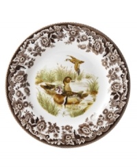 Bring the classic style of the English countryside to your table with the Woodland collection by Spode. The traditionally patterned dinner plates feature the majestic wood duck framed by Spode's distinctive British Flowers border which dates back to 1828. Bring the classic style of the English countryside to your table with the Woodland collection by Spode. The traditionally patterned dinner plates feature the majestic wood duck framed by Spode's distinctive British Flowers border which dates back to 1828.
