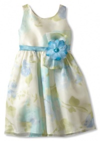 Jayne Copeland Girls 2-6X Floral Watercolor Print Dress, Light Blue, 4 Jayne Copeland Girls 2-6X Floral Watercolor Print Dress, Light Blue, 4