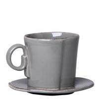 Vietri Lastra Gray Espresso Cup & Saucer (Set of 4) Vietri Lastra Gray Espresso Cup & Saucer (Set of 4)