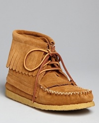 Retro, '50s-style moccasin booties are back in these stylishly comfortable lace ups from Eastland 1955 Edition. Retro, '50s-style moccasin booties are back in these stylishly comfortable lace ups from Eastland 1955 Edition.