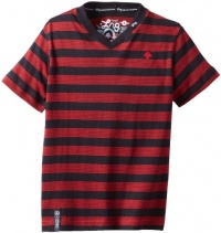 LRG Boys 2-7 Little CC Yarn Dye Stripe V-Neck, Chinese Red, 7 LRG Boys 2-7 Little CC Yarn Dye Stripe V-Neck, Chinese Red, 7