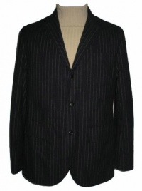 Ralpg Lauren Men's Black Striped Cotton Wool Blazer Jacket 44R Ralpg Lauren Men's Black Striped Cotton Wool Blazer Jacket 44R