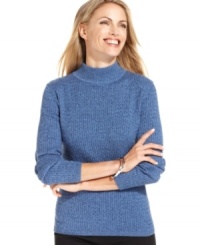 Stay classic in Karen Scott's petite mock turtleneck sweater, rendered in cotton cable-knit. It's polished style at such a low price! Stay classic in Karen Scott's petite mock turtleneck sweater, rendered in cotton cable-knit. It's polished style at such a low price!
