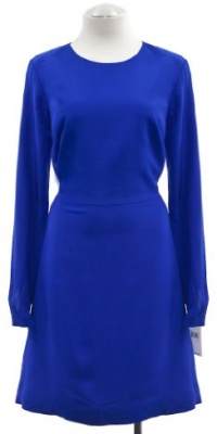 Tibi Blue Silk Open Back Long Sleeve A-Line Dress 10 Tibi Blue Silk Open Back Long Sleeve A-Line Dress 10