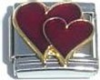 Clearly Charming Double Red Hearts Italian Charm Bracelet Link Clearly Charming Double Red Hearts Italian Charm Bracelet Link