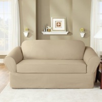 Sure Fit 107927275A_L-FLX Twill Supreme Loveseat Slipcover, Flax Sure Fit 107927275A_L-FLX Twill Supreme Loveseat Slipcover, Flax