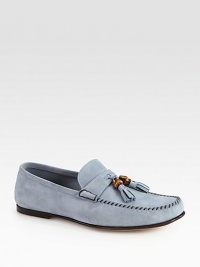 Soft suede moccasin with bamboo tassel detail.Leather soleMade in Italy Soft suede moccasin with bamboo tassel detail.Leather soleMade in Italy