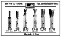 WHITESIDE 605 6 PC 1/2 SHANK INCRA ROUTER BIT SET C/O #1058 #1062 #D9-376 #D14-55 #D7-625 AND #D7-750 WHITESIDE 605 6 PC 1/2 SHANK INCRA ROUTER BIT SET C/O #1058 #1062 #D9-376 #D14-55 #D7-625 AND #D7-750