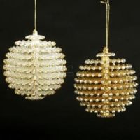 3.75 ACRYLIC GOLD & SILVER PINECONE BALL ORNAMENT SET OF 2 - Christmas Ornament 3.75 ACRYLIC GOLD & SILVER PINECONE BALL ORNAMENT SET OF 2 - Christmas Ornament