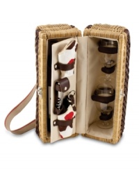 Like a classic picnic basket, the handsome Bachhus wine tote has a woven rattan exterior and compartments inside for securing everything you need to dine (or drink) outside. A charming gift for couples! From Picnic Time. Like a classic picnic basket, the handsome Bachhus wine tote has a woven rattan exterior and compartments inside for securing everything you need to dine (or drink) outside. A charming gift for couples! From Picnic Time.