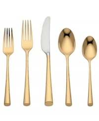 Golden touch. With lightly hammered handles made of gold-plated steel, Imperial Caviar flatware sets a new trend in fashionable dining. A slender silhouette and angled tip style place settings with the chic brilliance of Marchesa by Lenox. Golden touch. With lightly hammered handles made of gold-plated steel, Imperial Caviar flatware sets a new trend in fashionable dining. A slender silhouette and angled tip style place settings with the chic brilliance of Marchesa by Lenox.