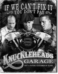 Three Stooges Tin Metal Sign : Knuckleheads Garage , 16x13 Three Stooges Tin Metal Sign : Knuckleheads Garage , 16x13