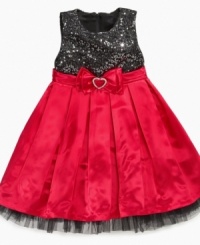 Sparkle style. She'll love dressing up in the sweet, glittery style of this sequin top dress from Nannette. Sparkle style. She'll love dressing up in the sweet, glittery style of this sequin top dress from Nannette.