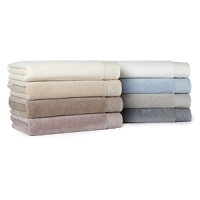 The velour front and absorbent terry cloth back makes this Hudson Park bath towel both beautiful and functional. The velour front and absorbent terry cloth back makes this Hudson Park bath towel both beautiful and functional.
