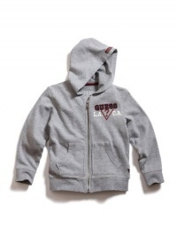 GUESS Kids Boys Zip Front Hoodie, GREY HEATHER (5/6)