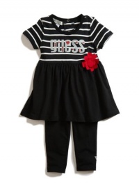 GUESS Striped Baby Doll Dress with Leggings, BLACK (18M) GUESS Striped Baby Doll Dress with Leggings, BLACK (18M)