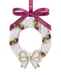 If you love it on your table, you'll adore it on the tree. This Old Country Roses ornament bears the classic pink and gold florals of Royal Albert's famed dinnerware collection in a pretty holiday wreath design. If you love it on your table, you'll adore it on the tree. This Old Country Roses ornament bears the classic pink and gold florals of Royal Albert's famed dinnerware collection in a pretty holiday wreath design.