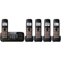 Panasonic KX-TG4745B DECT 6.0 Cordless Phone with Answering System, Black, 5 Handsets Panasonic KX-TG4745B DECT 6.0 Cordless Phone with Answering System, Black, 5 Handsets