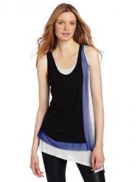 BCBGMAXAZRIA Women's Clyde Layered Front Tank Top, Black Combo, Large