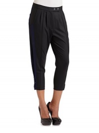 THE LOOKBanded waist with double textured snap closure Front zip closure Pleat details Side pockets Contrast grosgrain ribbon detail down the sides Snaps on the ankle to create an optional tapered silhouette Back slash pocketsTHE FITStraight cropped leg Rise, about 11 Inseam, about 21THE MATERIALPants: 96% wool/4% Lycra Pocket lining: SilkCARE & ORIGINDry clean Imported THE LOOKBanded waist with double textured snap closure Front zip closure Pleat details Side pockets Contrast grosgrain ribbon detail down the sides Snaps on the ankle to create an optional tapered silhouette Back slash pocketsTHE FITStraight cropped leg Rise, about 11 Inseam, about 21THE MATERIALPants: 96% wool/4% Lycra Pocket lining: SilkCARE & ORIGINDry clean Imported