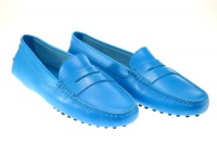 TOD'S Mocassino Fondo Gommini Donna Aqua Blue Leather Sz 37 1/2 01BR922 TOD'S Mocassino Fondo Gommini Donna Aqua Blue Leather Sz 37 1/2 01BR922