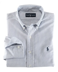 A heritage essential that never goes out of style, the oxford shirt is crafted in Polo's signature tradition, from extra soft combed cotton. This timeless design is tailored for a comfortable, classic fit. Single needle tailoring strengthens the seams and gives a clean look. Button down collar. Back box pleat and split back yoke for comfortable fit.