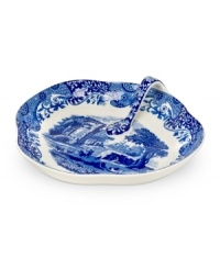 With a quaint country scene and the Imari Oriental border of Spode's Blue Italian dinnerware, this handled tray lends distinct old-world charm to traditional tables. With a quaint country scene and the Imari Oriental border of Spode's Blue Italian dinnerware, this handled tray lends distinct old-world charm to traditional tables.