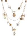 Betsey Johnson Iconic Summer Metallics Gem and Bow Illusion Necklace, 19