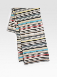 A remarkably soft winter knit scarf is defined by a vivid mix of stripes. 63 X 7 35% viscose/29% wool/20% nylon/8% angora/8% cashmere Dry clean Imported A remarkably soft winter knit scarf is defined by a vivid mix of stripes. 63 X 7 35% viscose/29% wool/20% nylon/8% angora/8% cashmere Dry clean Imported
