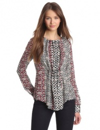 10 Crosby Derek Lam Women's Dot Print Silk Georgette Long Sleeve Blouse With Tie Waist 10 Crosby Derek Lam Women's Dot Print Silk Georgette Long Sleeve Blouse With Tie Waist